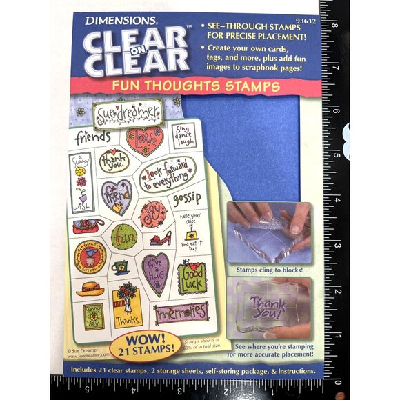 Dimensions Clear On Clear Fun Thoughts Stamps Set 93612 photopolymer - Picture 4 of 5